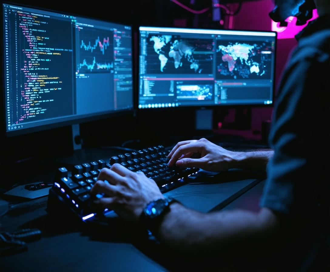 Sessione di programmazione intensiva su monitor multipli